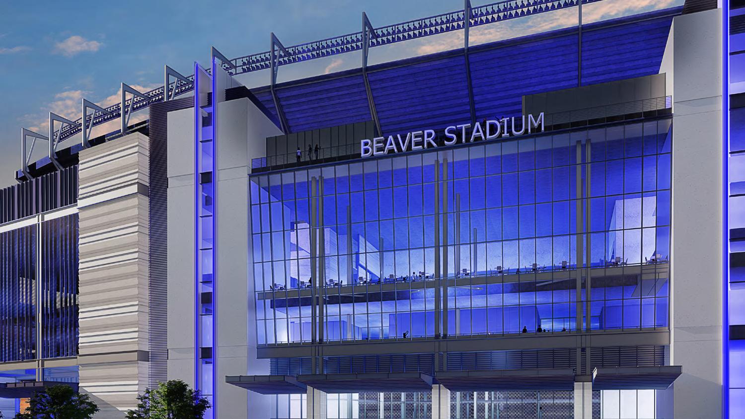 A mockup rendering of a renovated Beaver Stadium.