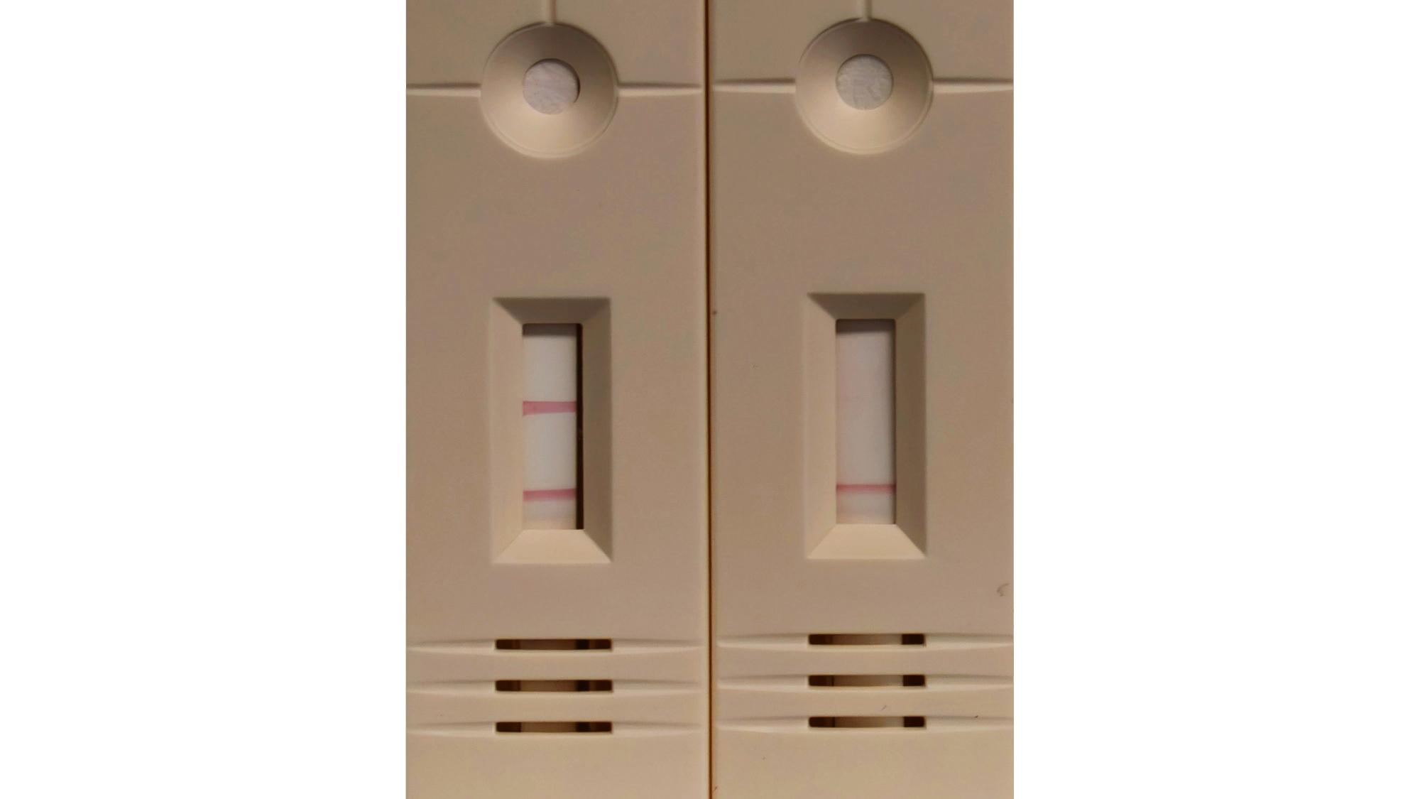 Close-up of side-by-side medical test devices