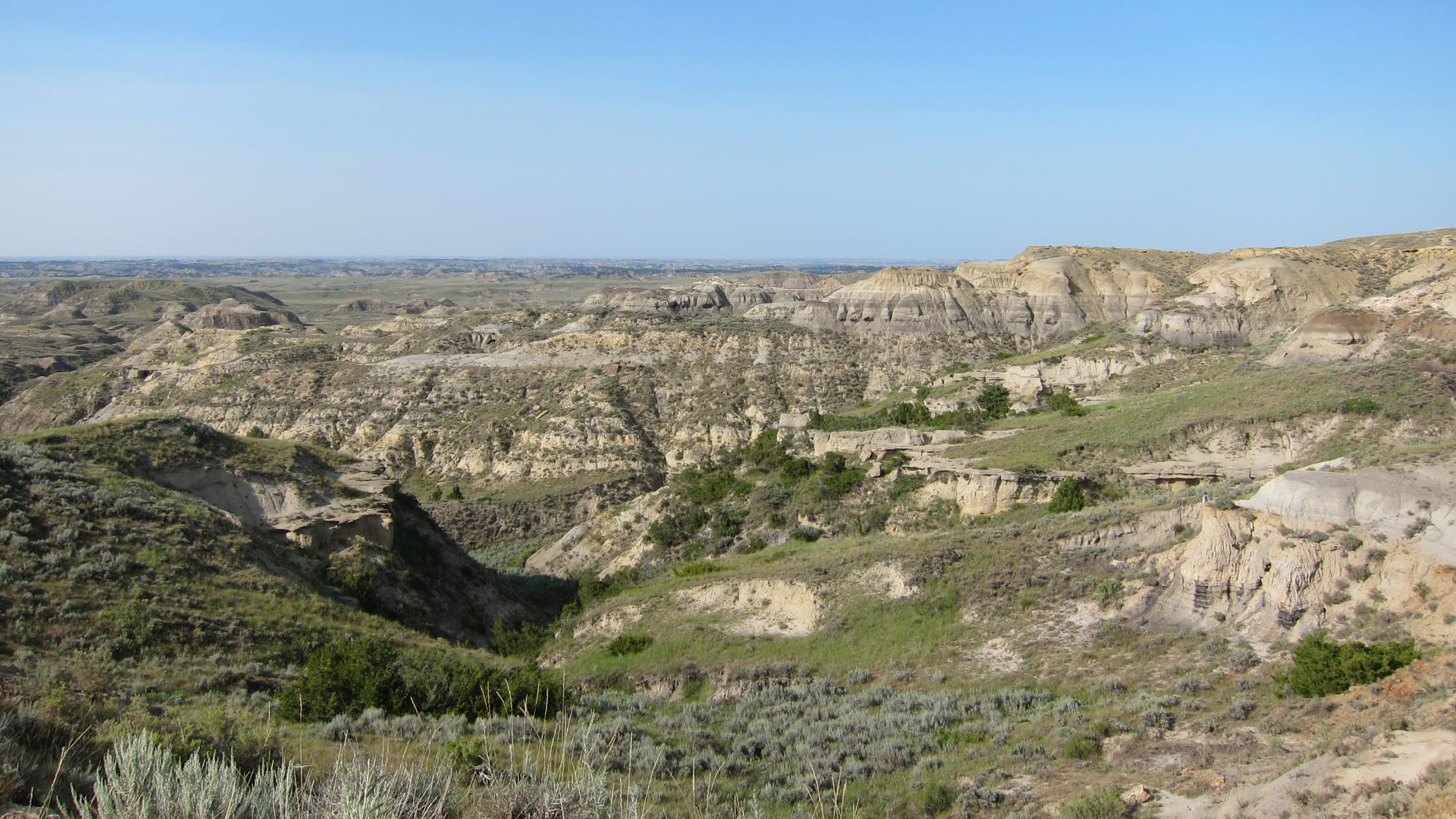 A rock formation on a clear blue day.