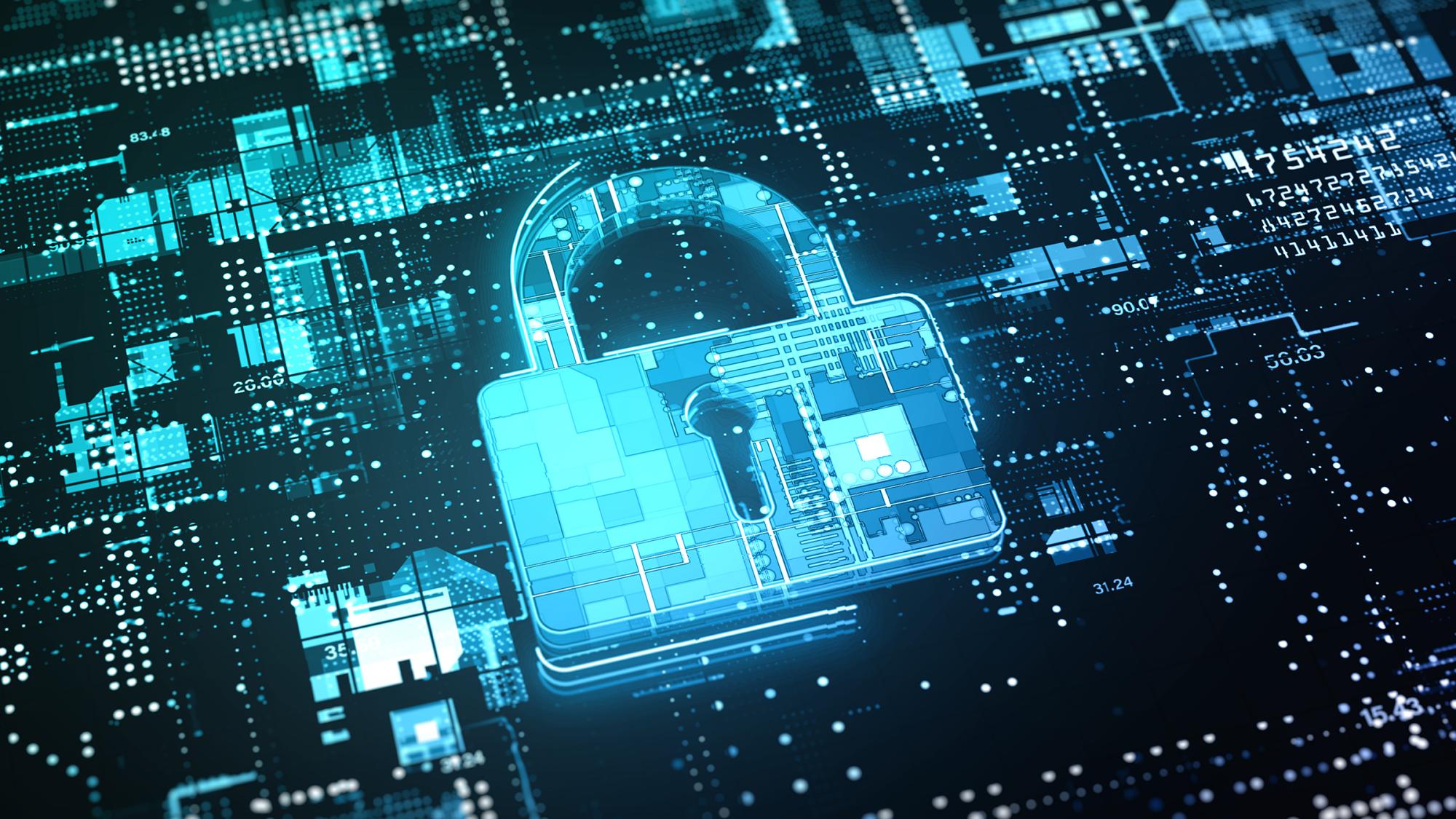 Picture of a lock graphic representing cybersecurity