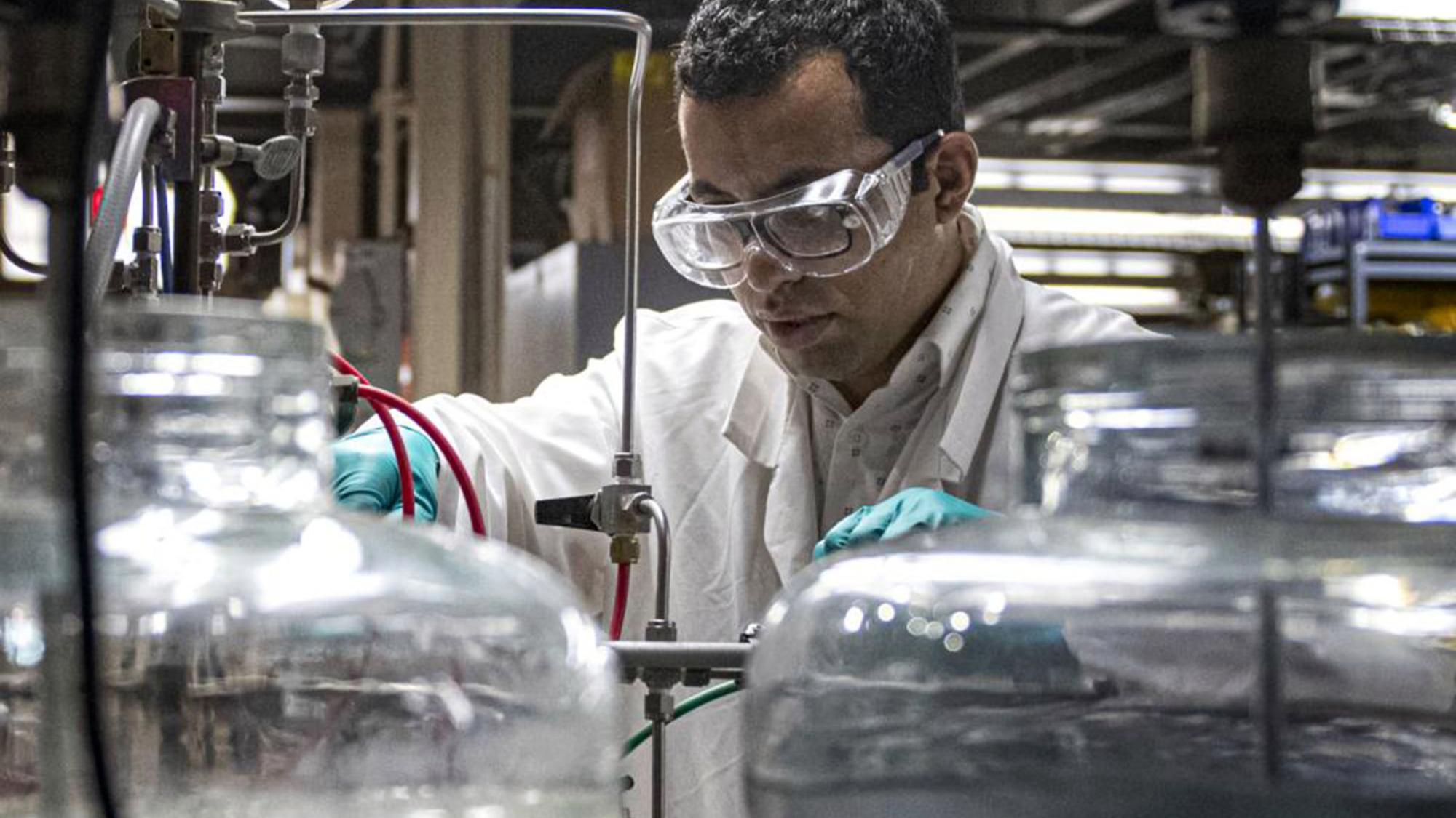 a research works in the lab