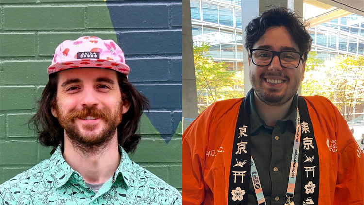 A digital collage of two photos of two smiling students.