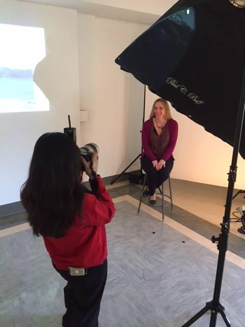 Stephanie Swindle Thomas takes a photograph for the College of Arts and Architecture.