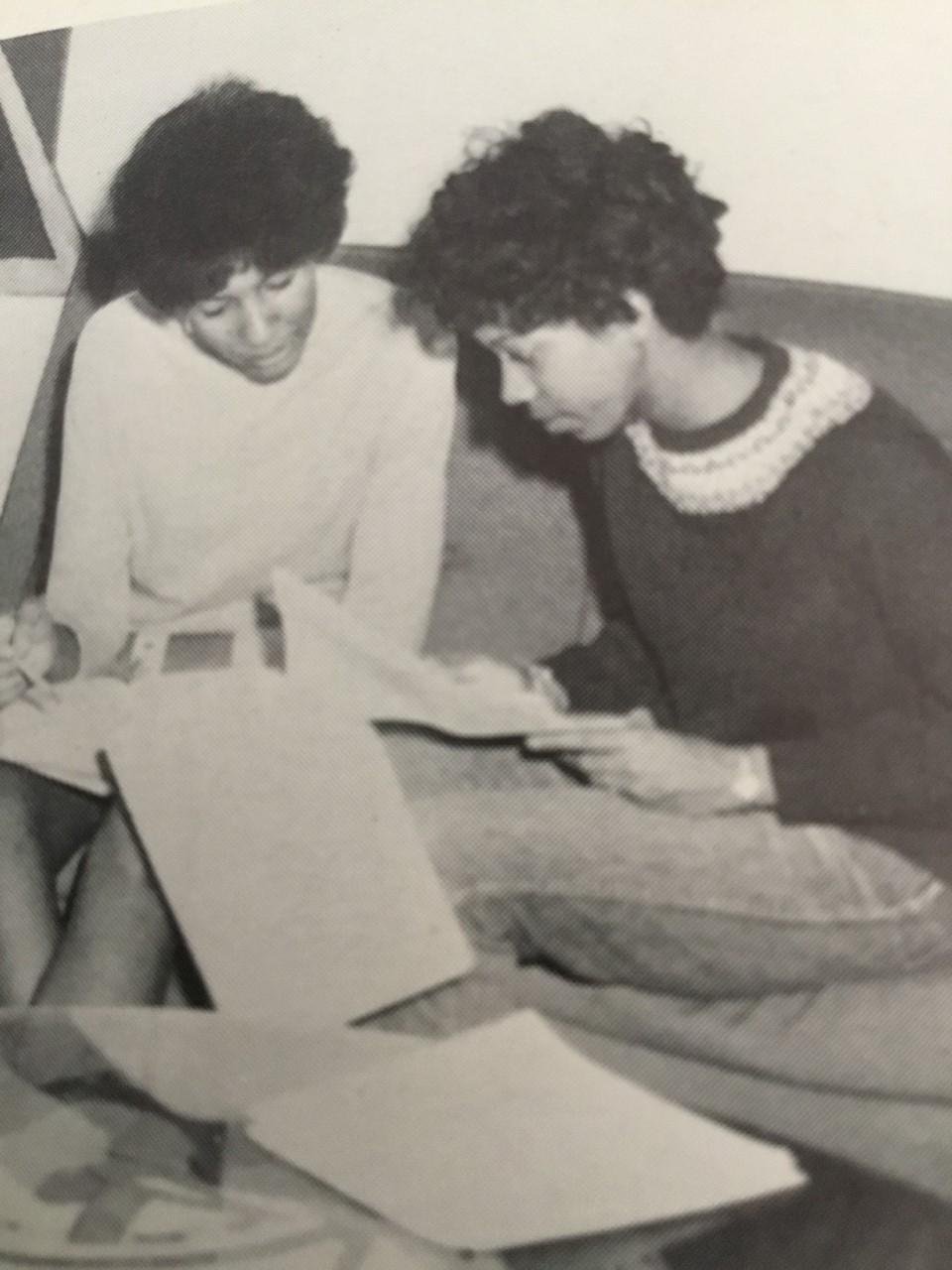 Carol Merrill and Beverly Rouse, black and white photo