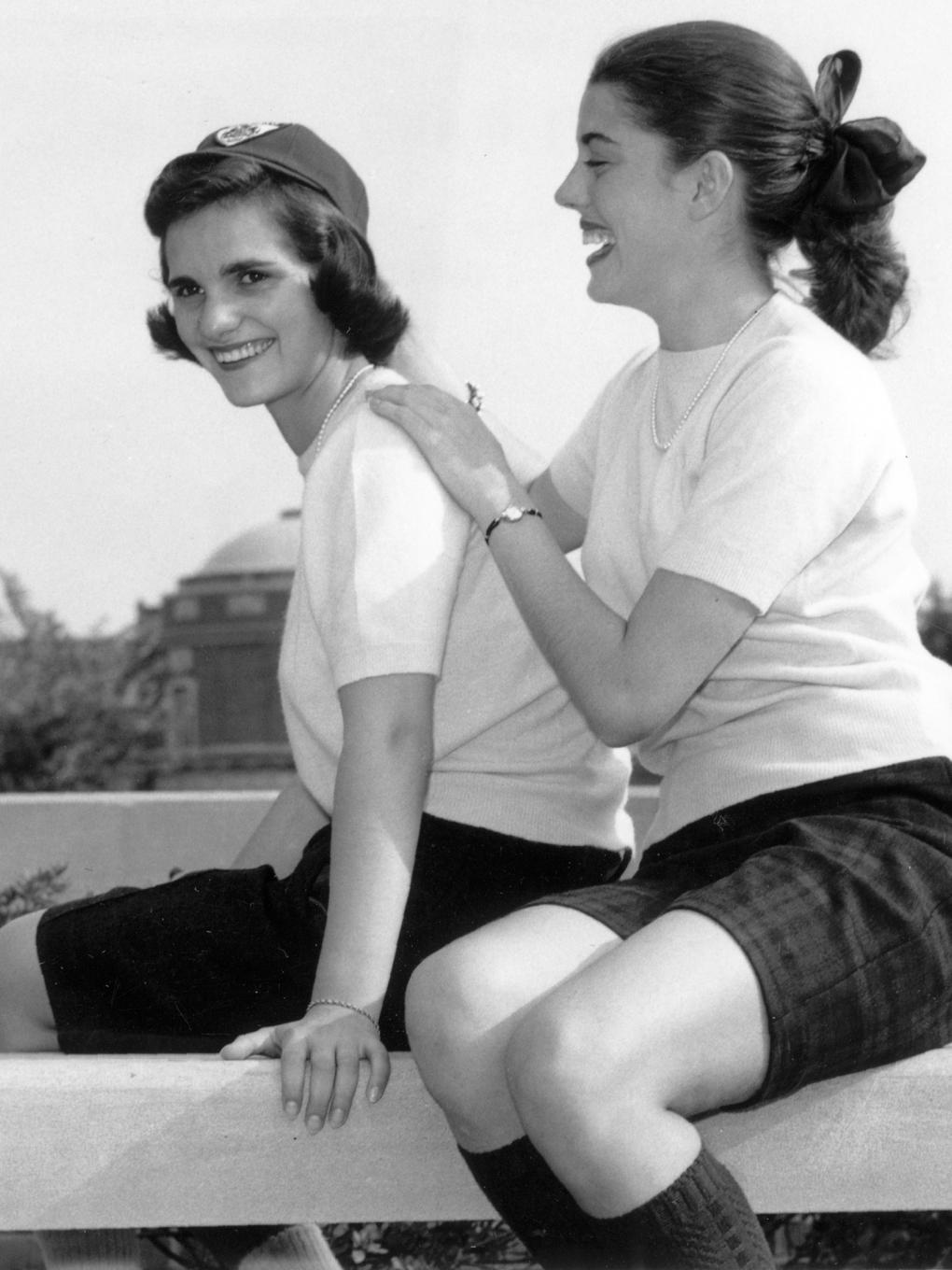 Penn State women wearing dinks and ribbons in 1954