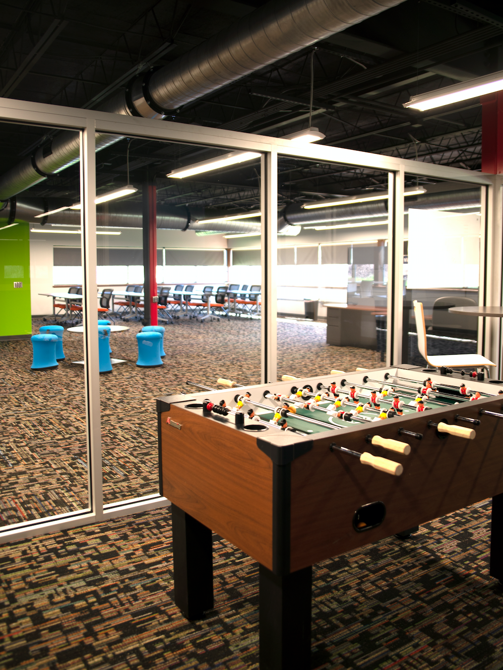 The Fayette LaunchBox facility features collaborative workspaces, classrooms, light manufacturing labs, 3-D printers and other prototyping tools.
