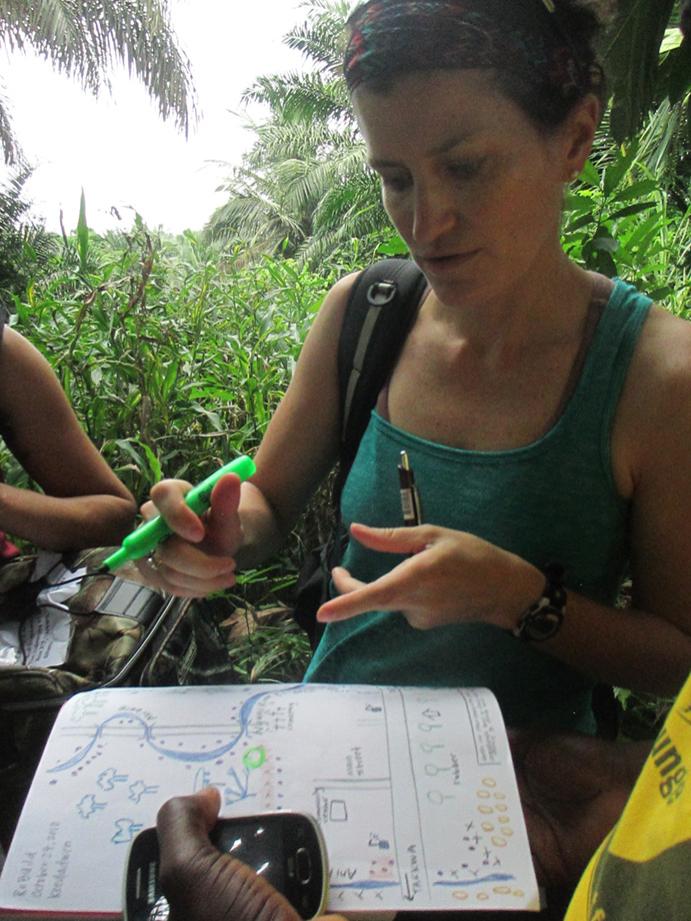 Erica Smithwick looking at map