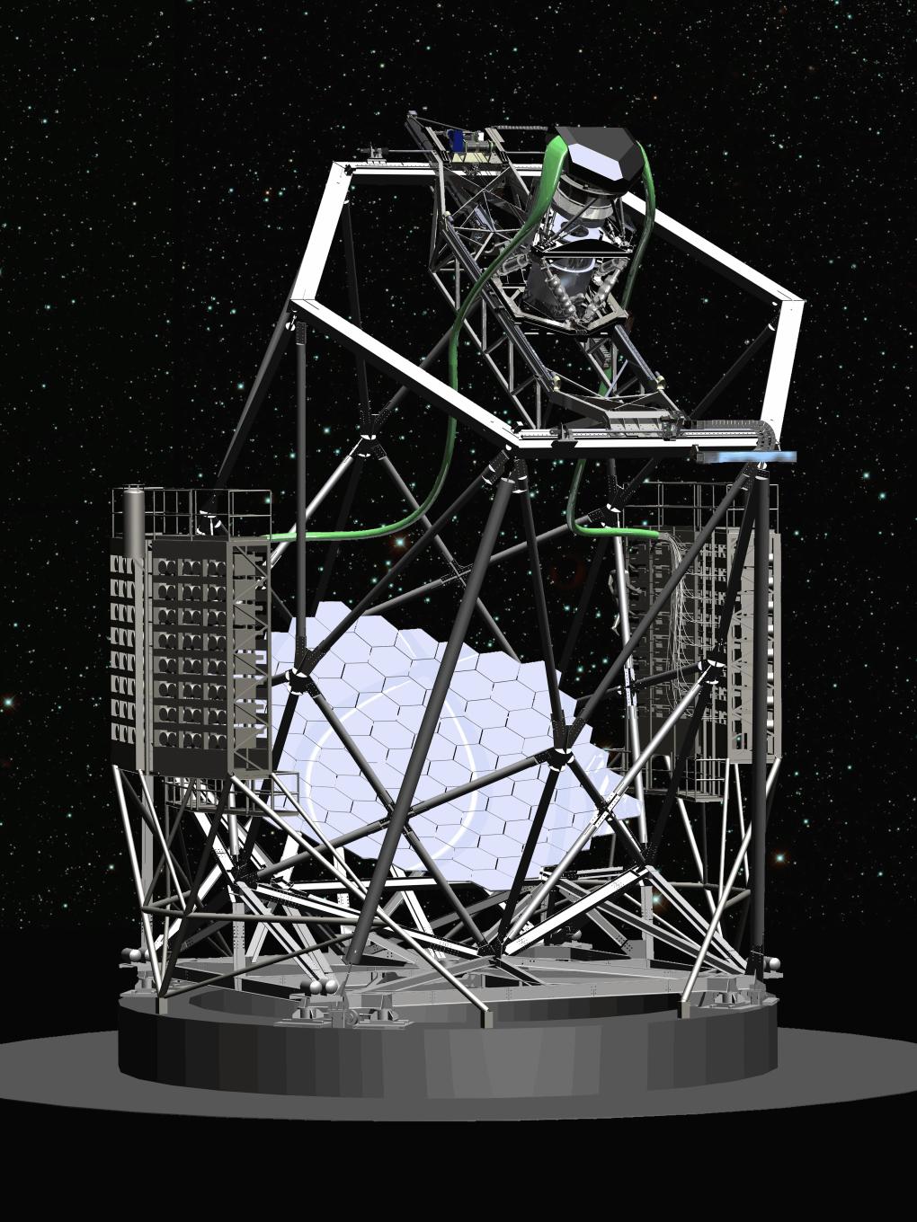 In preparation for HETDEX, the Hobby-Eberly Telescope received a number of upgrades — including a new tracking system and the VIRUS spectrograph, shown here in this concept illustration.