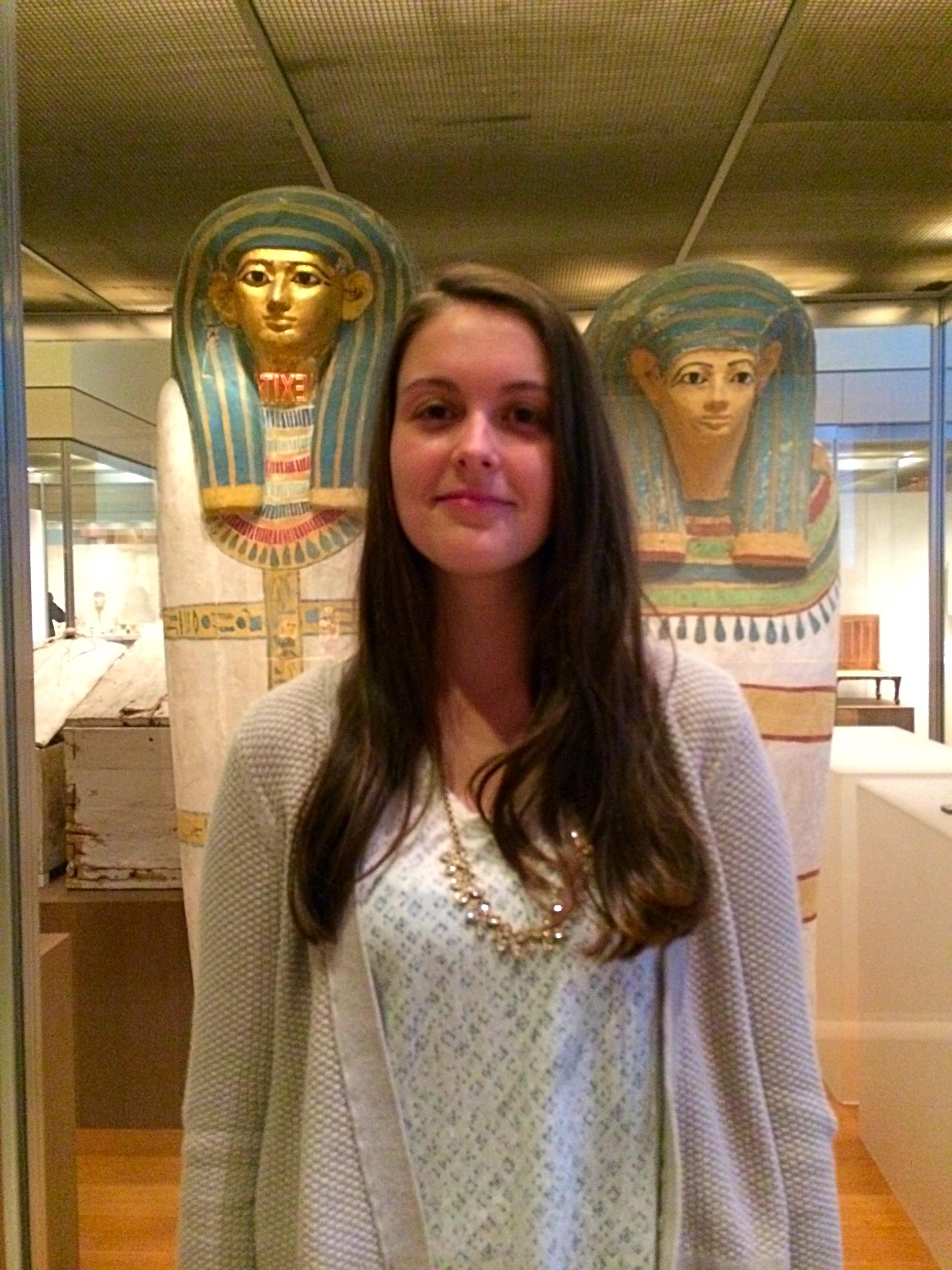 Andrea Middleton in the Egyptian Gallery in the Met Museum