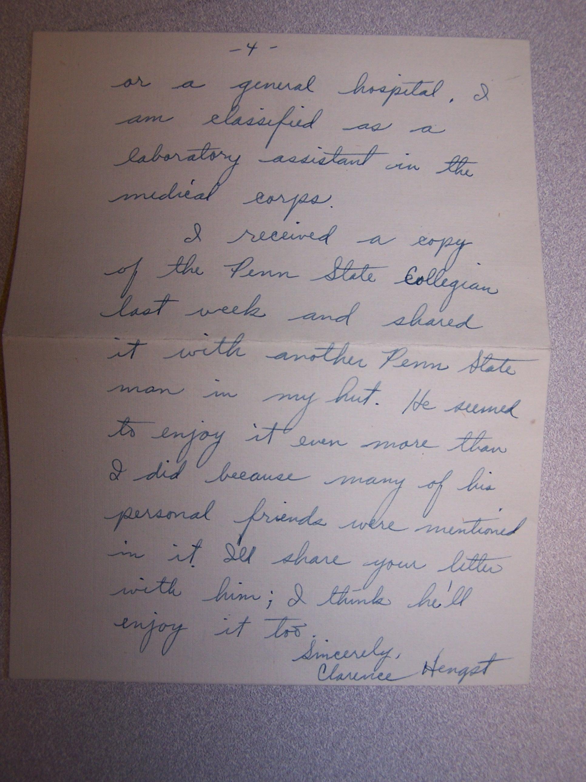 Hengst letter 1