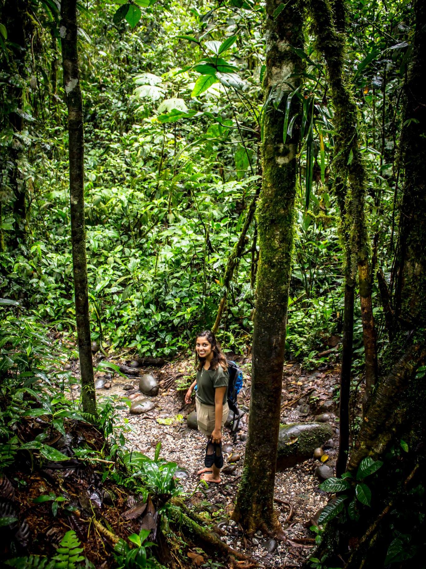 student wades through Amazon
