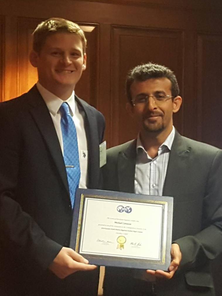 Student getting award
