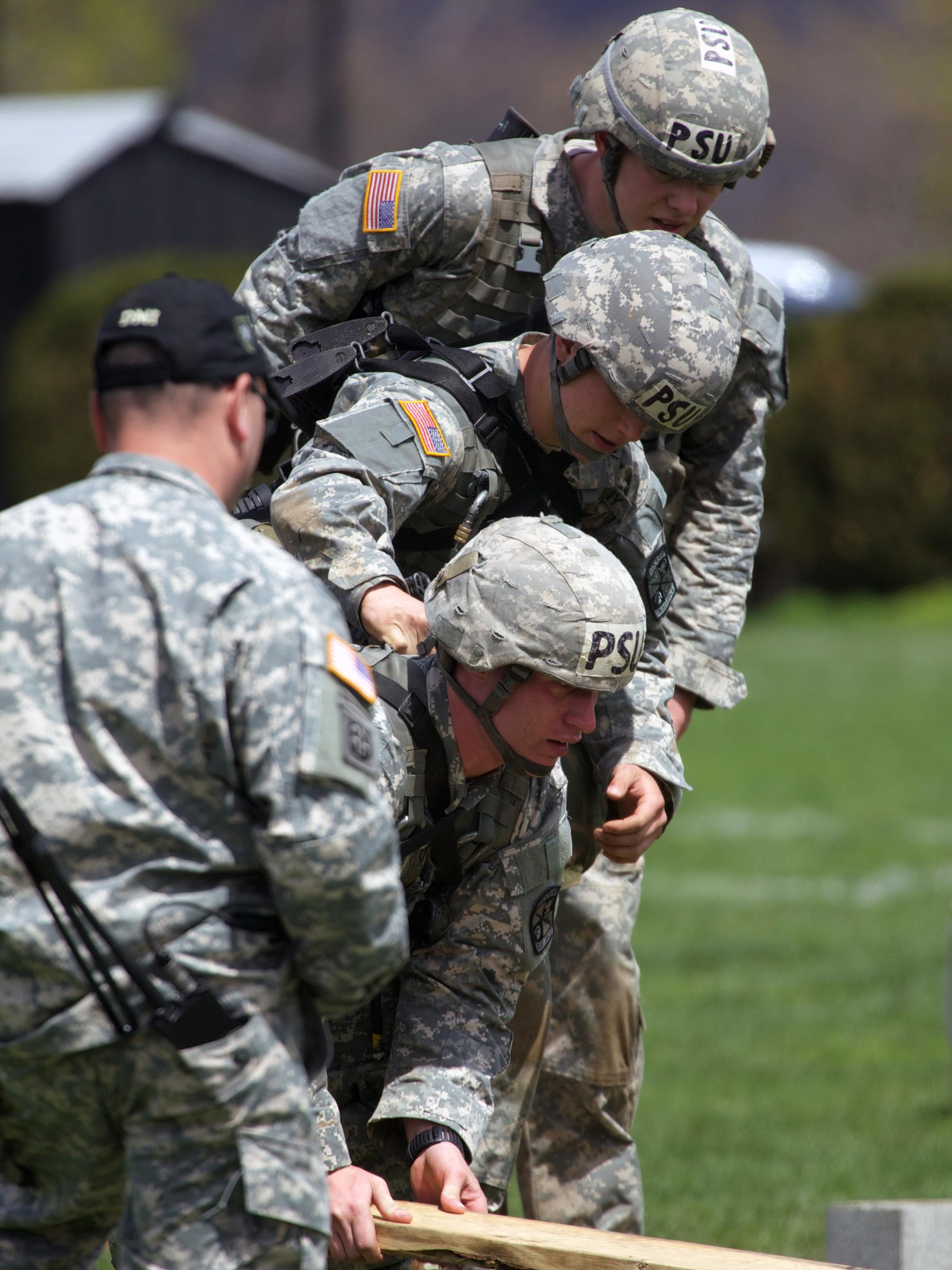 The Penn State team concentrates on a challenge