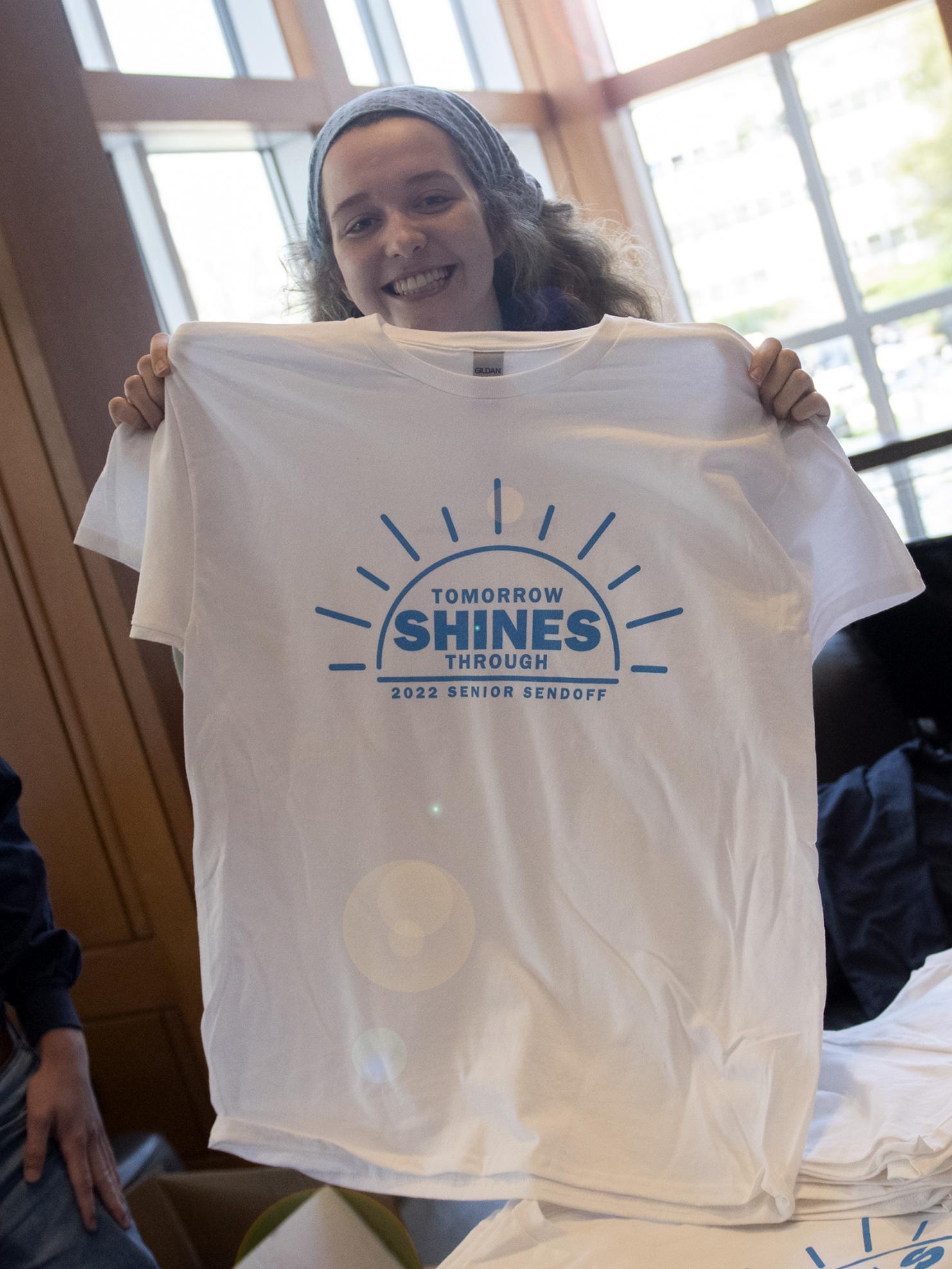 T shirt giveaway at Senior Send Off