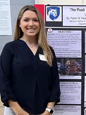 Perry presenting research she completed in the ISSRL at the Penn State Behrend Sigma Xi Undergraduate Research and Creative Accomplishment Conference