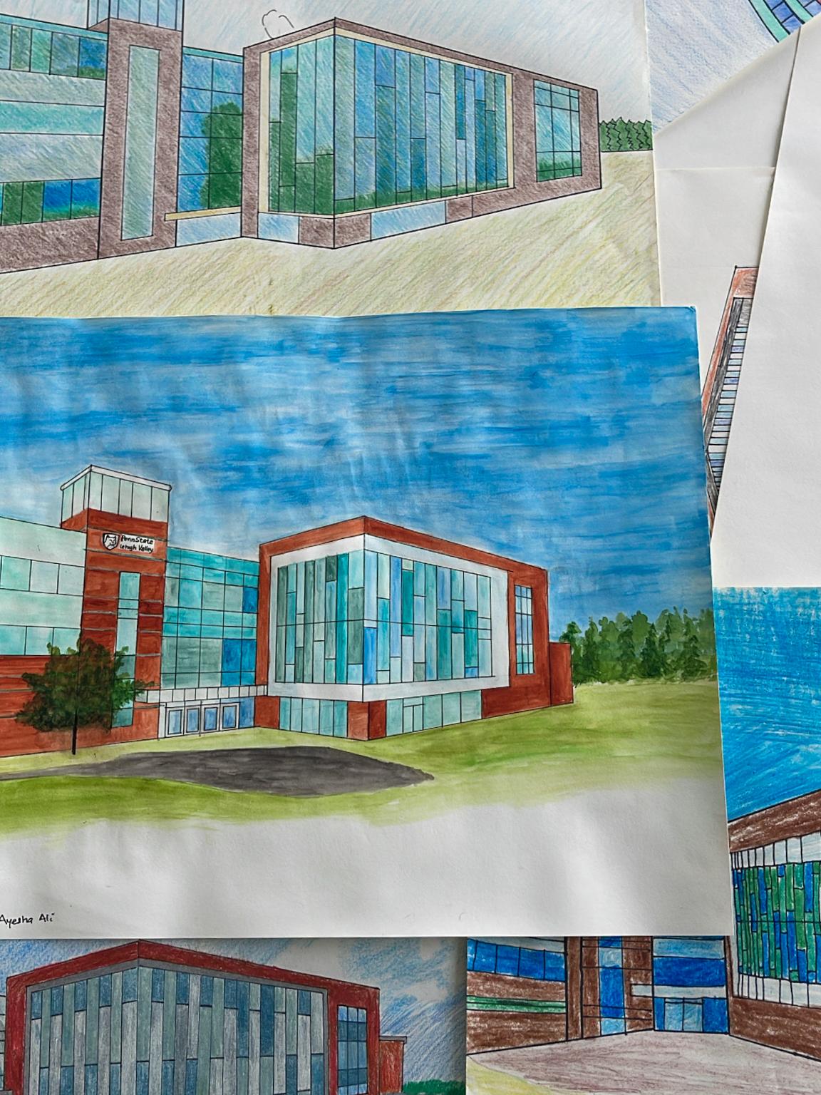 Student drawings of PSU-LV's expansion