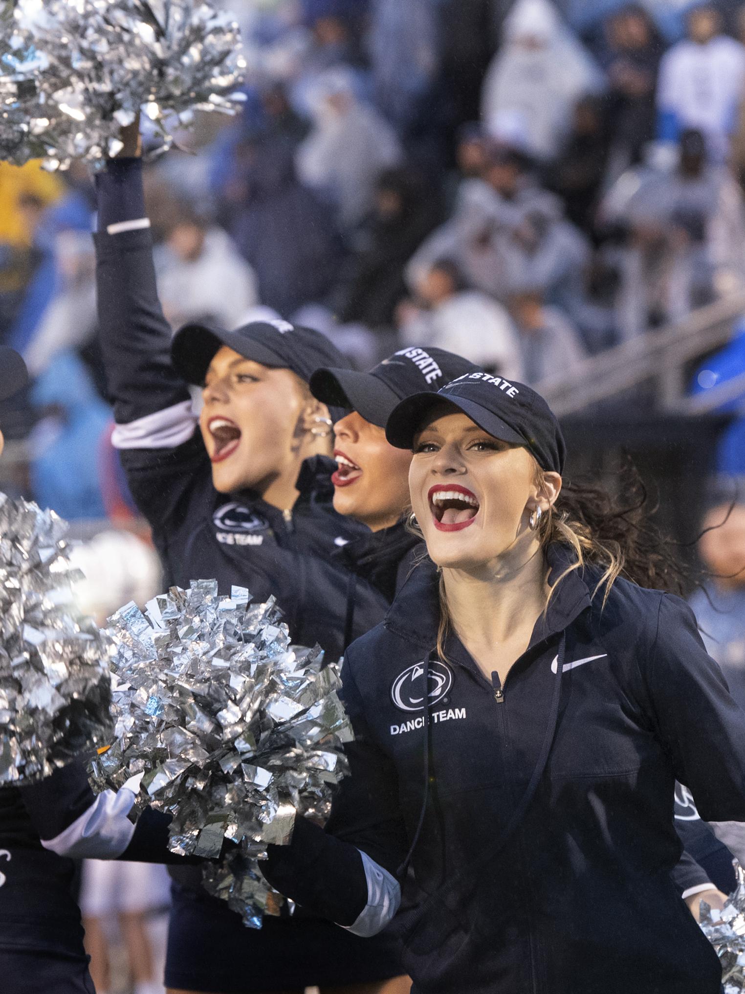 Penn State Cheerleaders in the rain