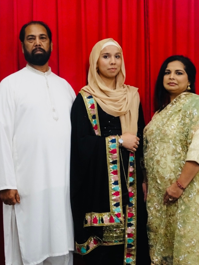 Shermeen and her parents.