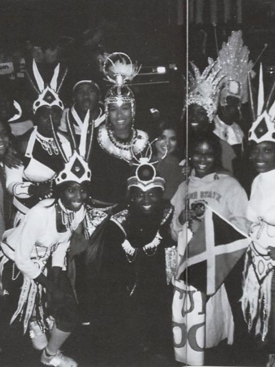 A group of students dressed in Caribbean attire