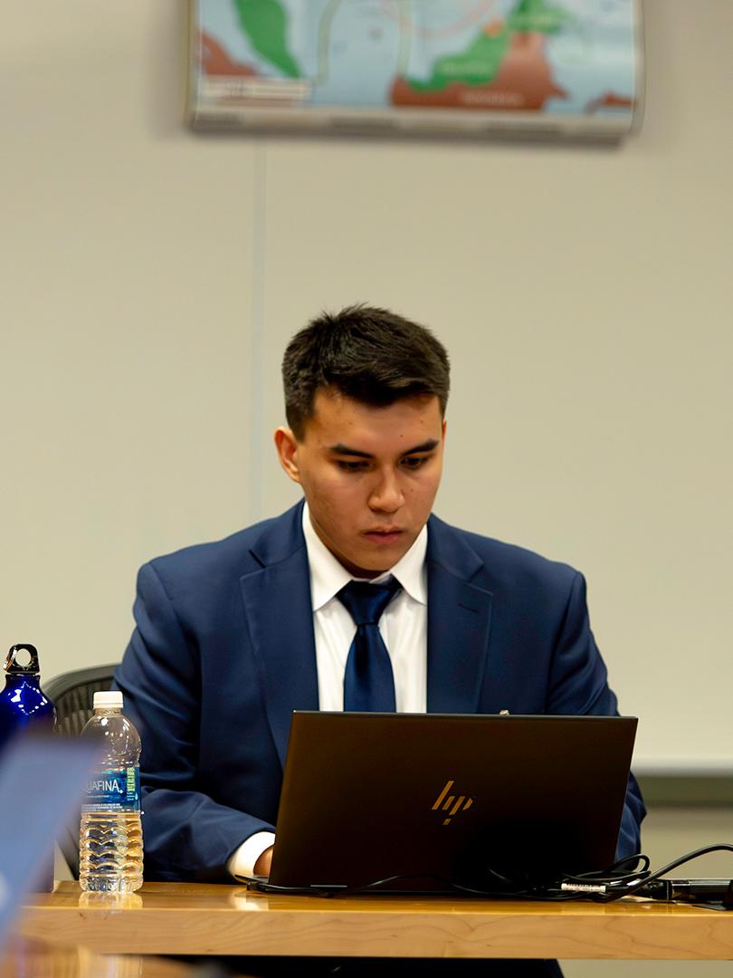 First-year master’s student Espen Salas at the crisis simulation.