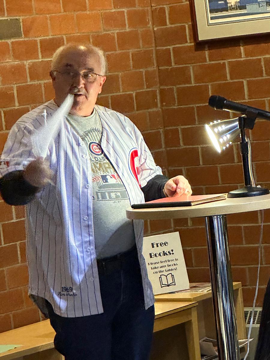 English professor emeritus Thomas Liszka performs the poem Casey at the Bat by Ernest Lawrence Thayer.