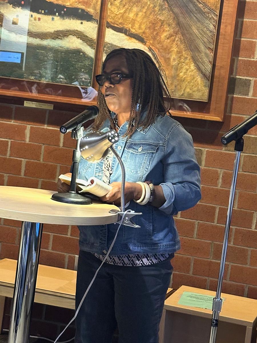 Professor Patricia Jabbeh Wesley reads a poem from her latest book.
