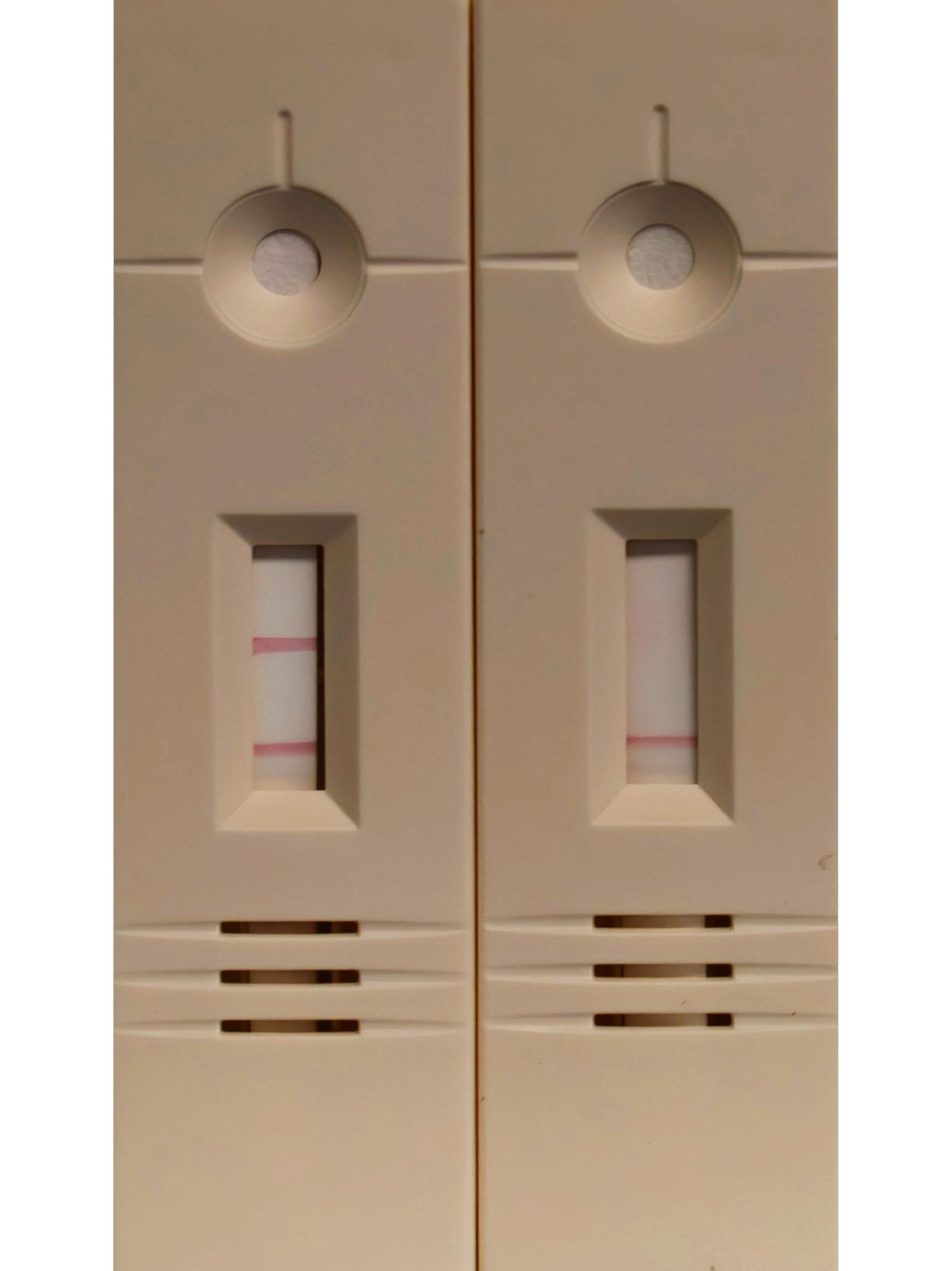 Close-up of side-by-side medical test devices