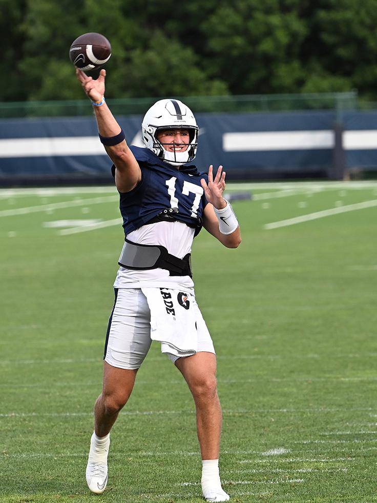 Quarterback Ethan Grunkemeyer throws ball