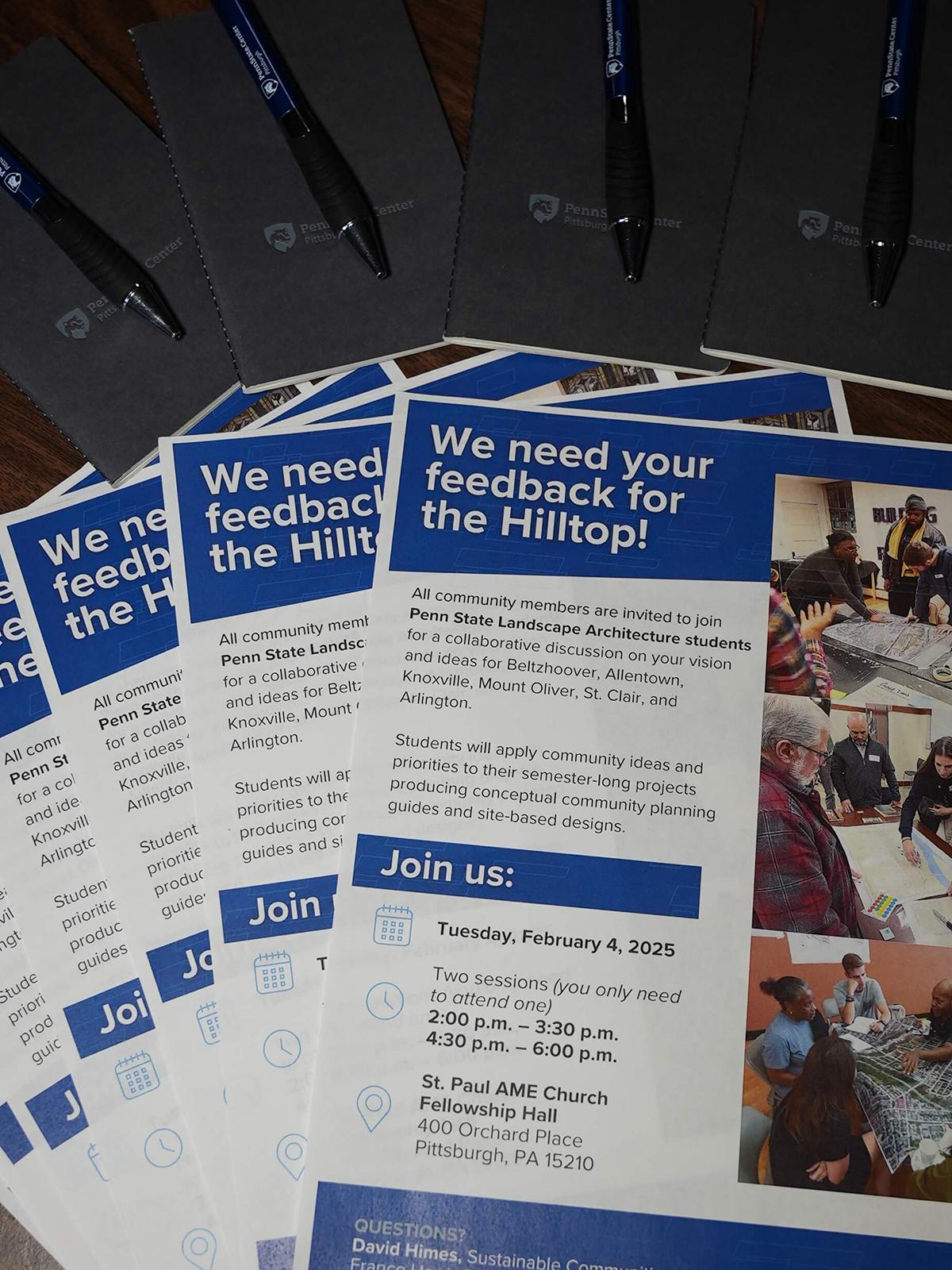 Event brochures sitting on a table