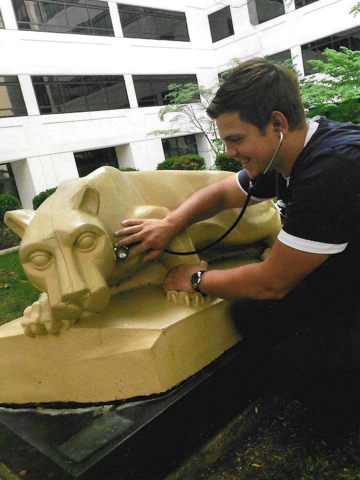 Rohrbaugh at the Lion Shrine during the start of junior year at Hershey Medical Center in fall 2015.