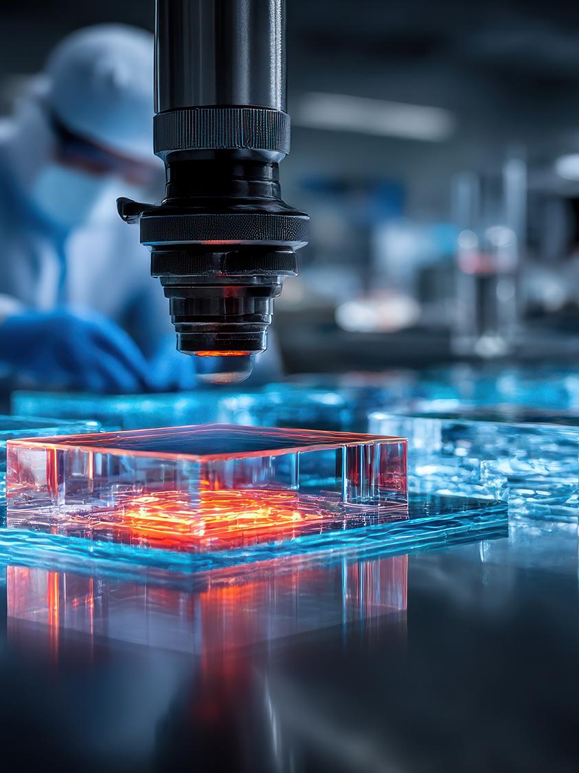 High-tech inspection of translucent squares