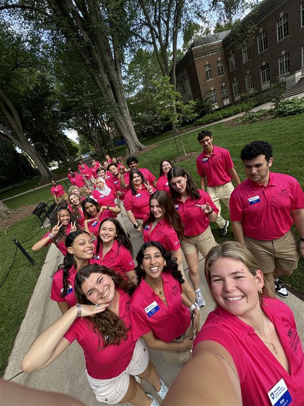 Orientation leaders take a selfie photo