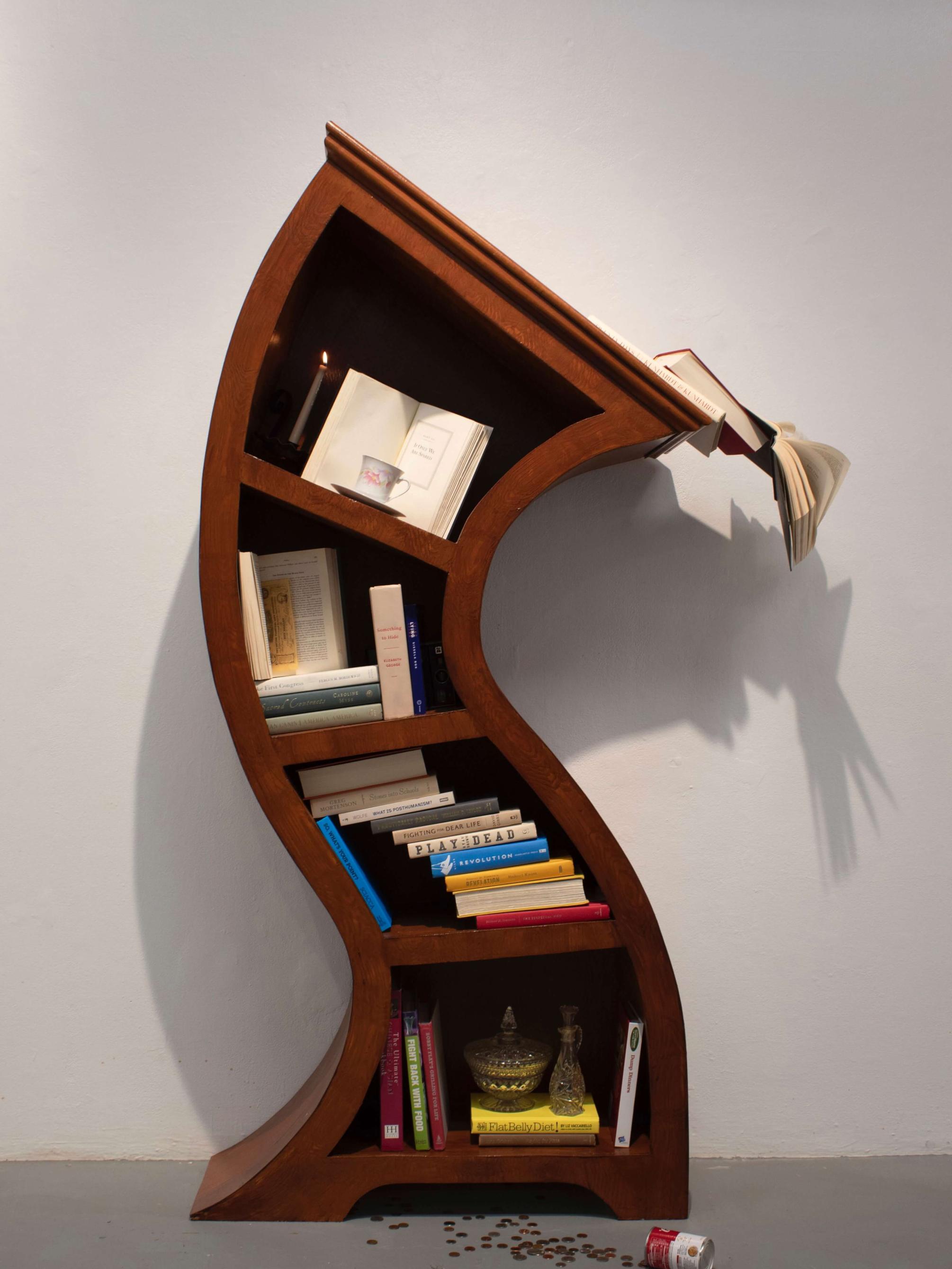 Photo of a crooked book case