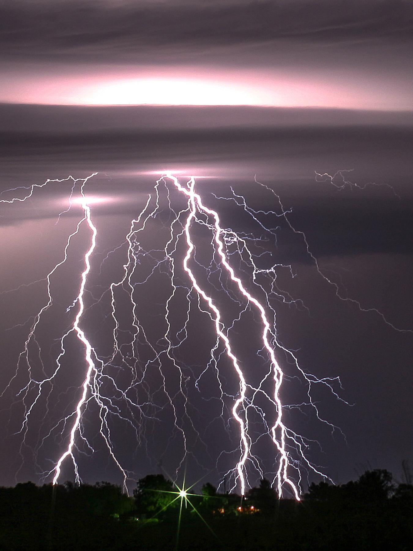Lightning striking a valley