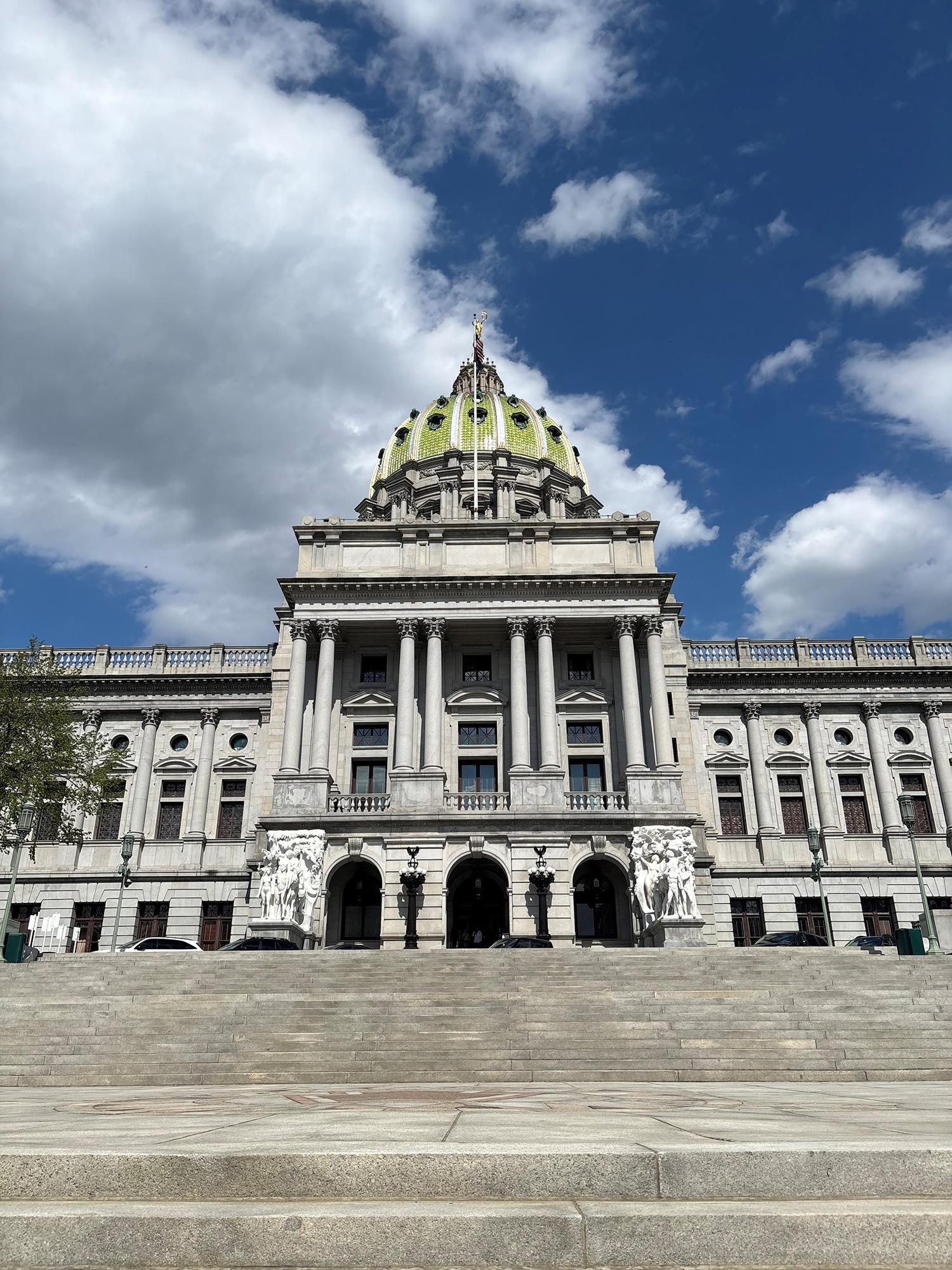 Exterior of the Pennsylvania State Capitol Building.