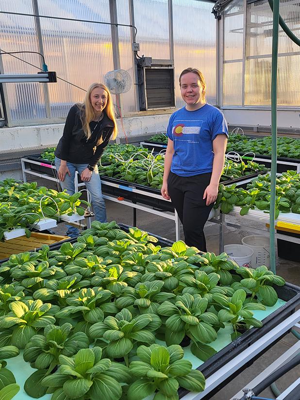 2 researchers with plants