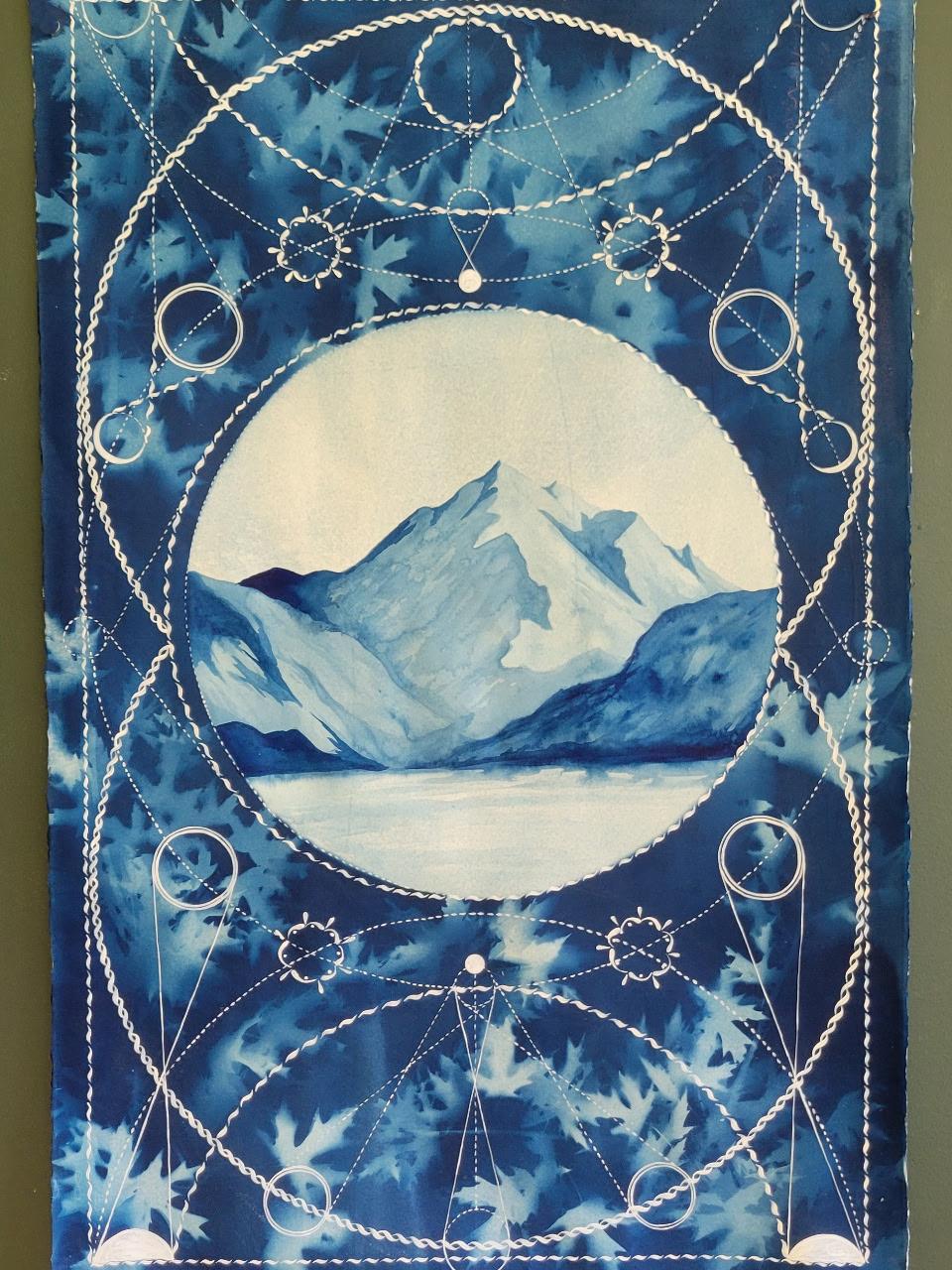 cyanotype on blue background