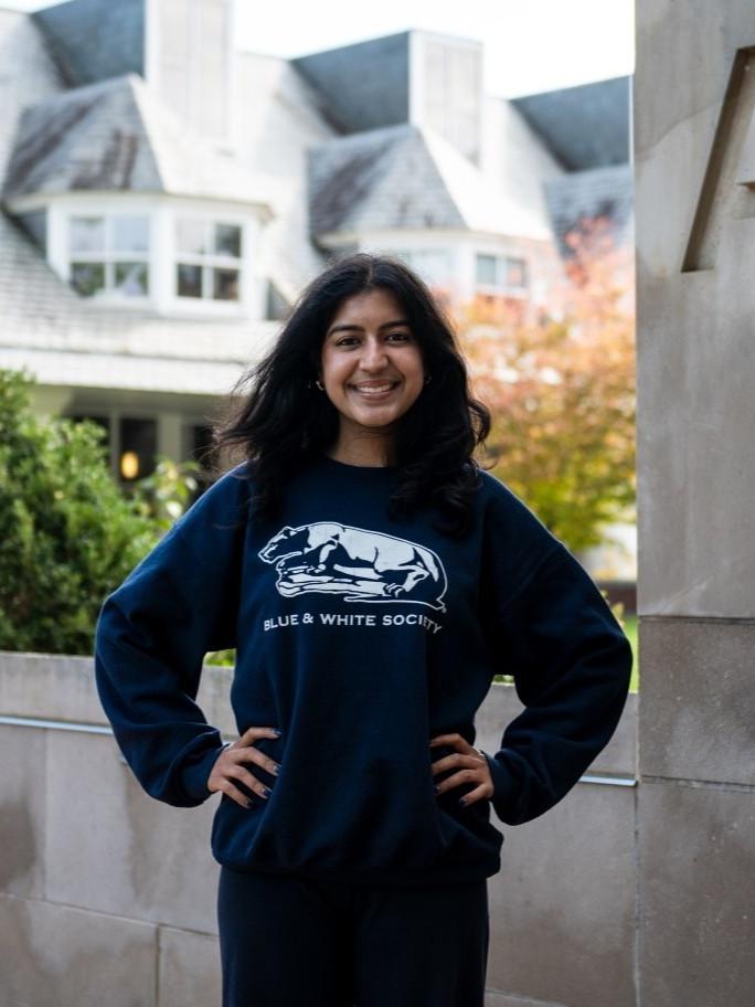 A student poses for the camera