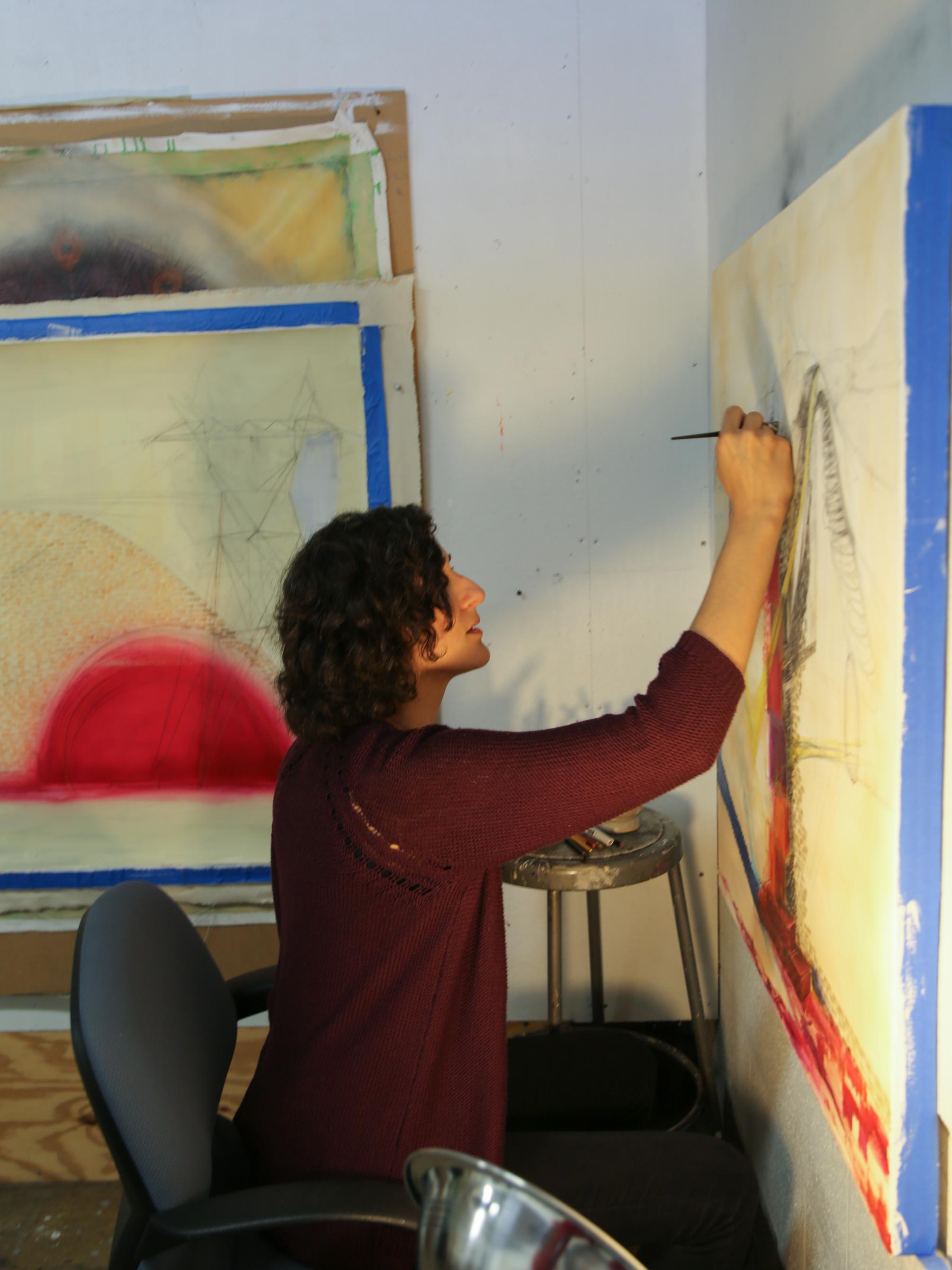 Farima Fooladi at work in the studio.