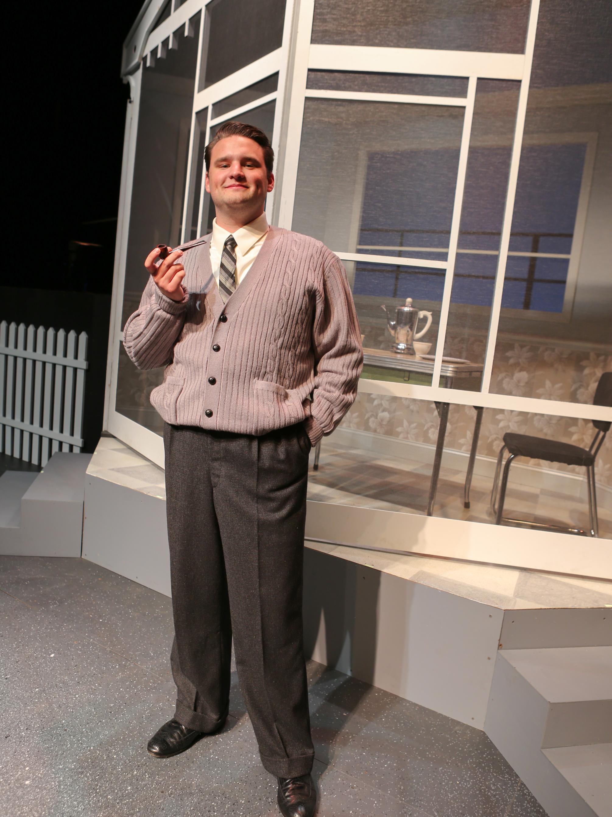 David Schmiech wears one of the costumes from "Trouble in Tahiti"
