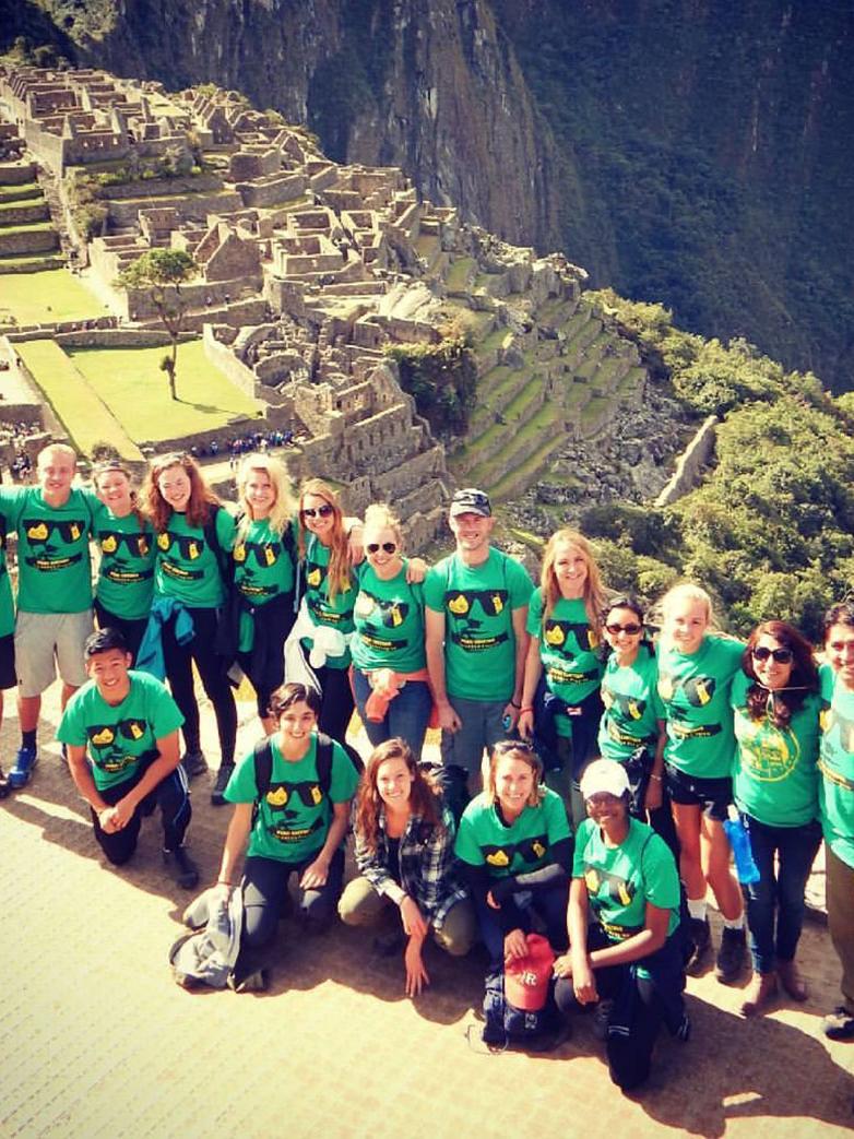 Amina Grant stands with group at Machu Picchu