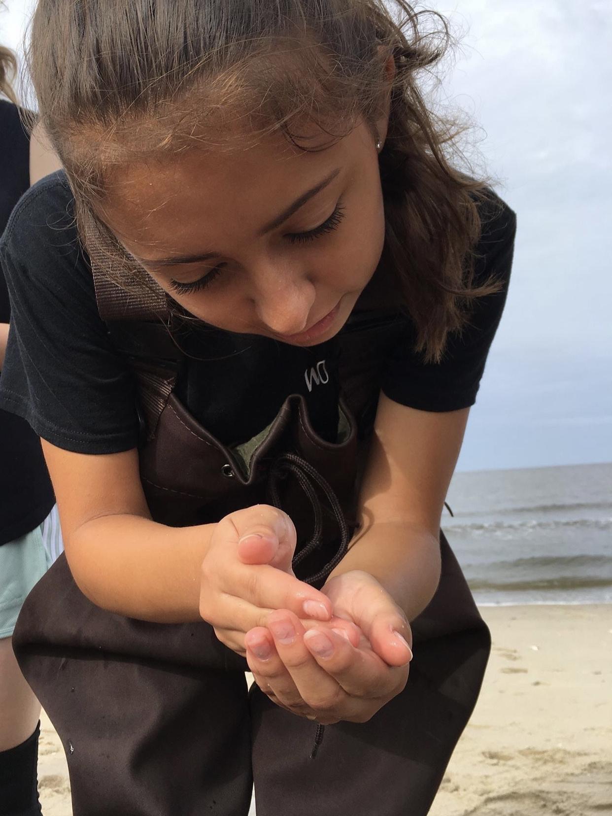 Isabella checks water quality