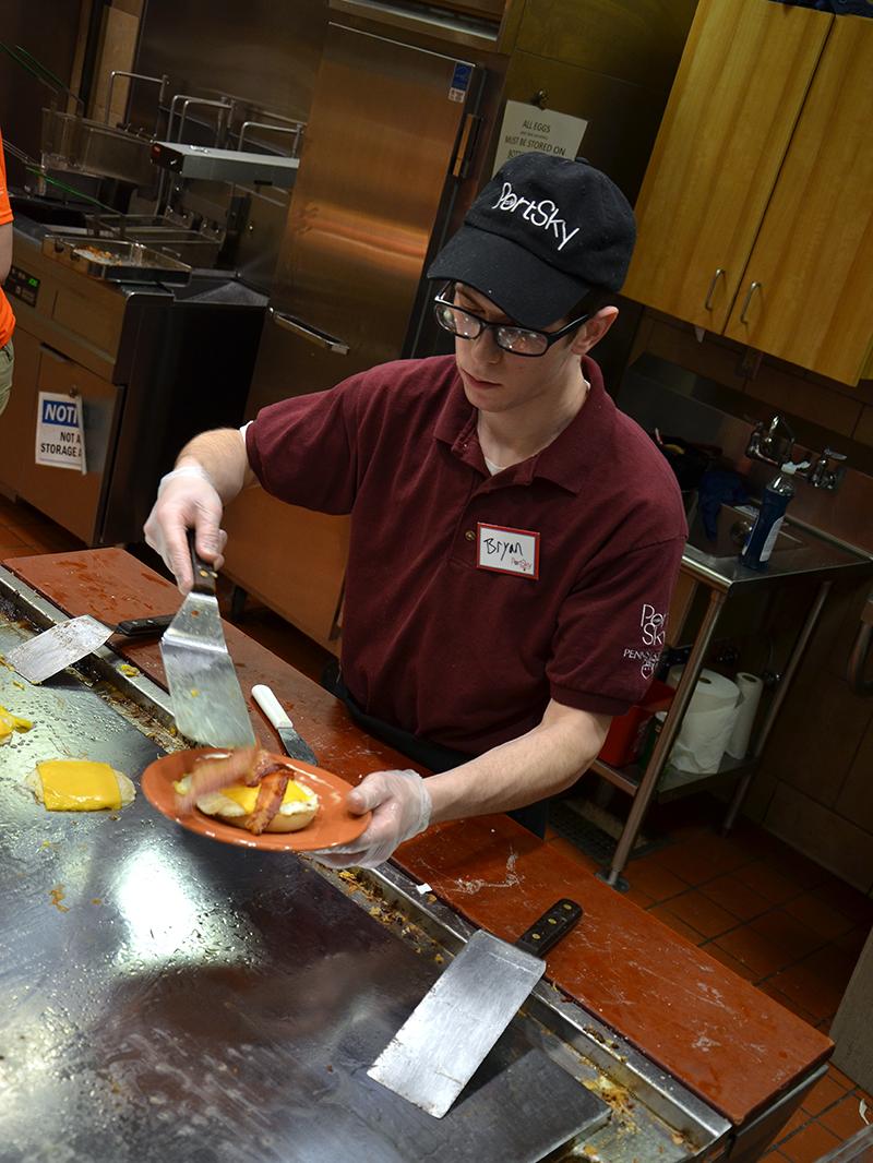 Serving MTO breakfast sandwich