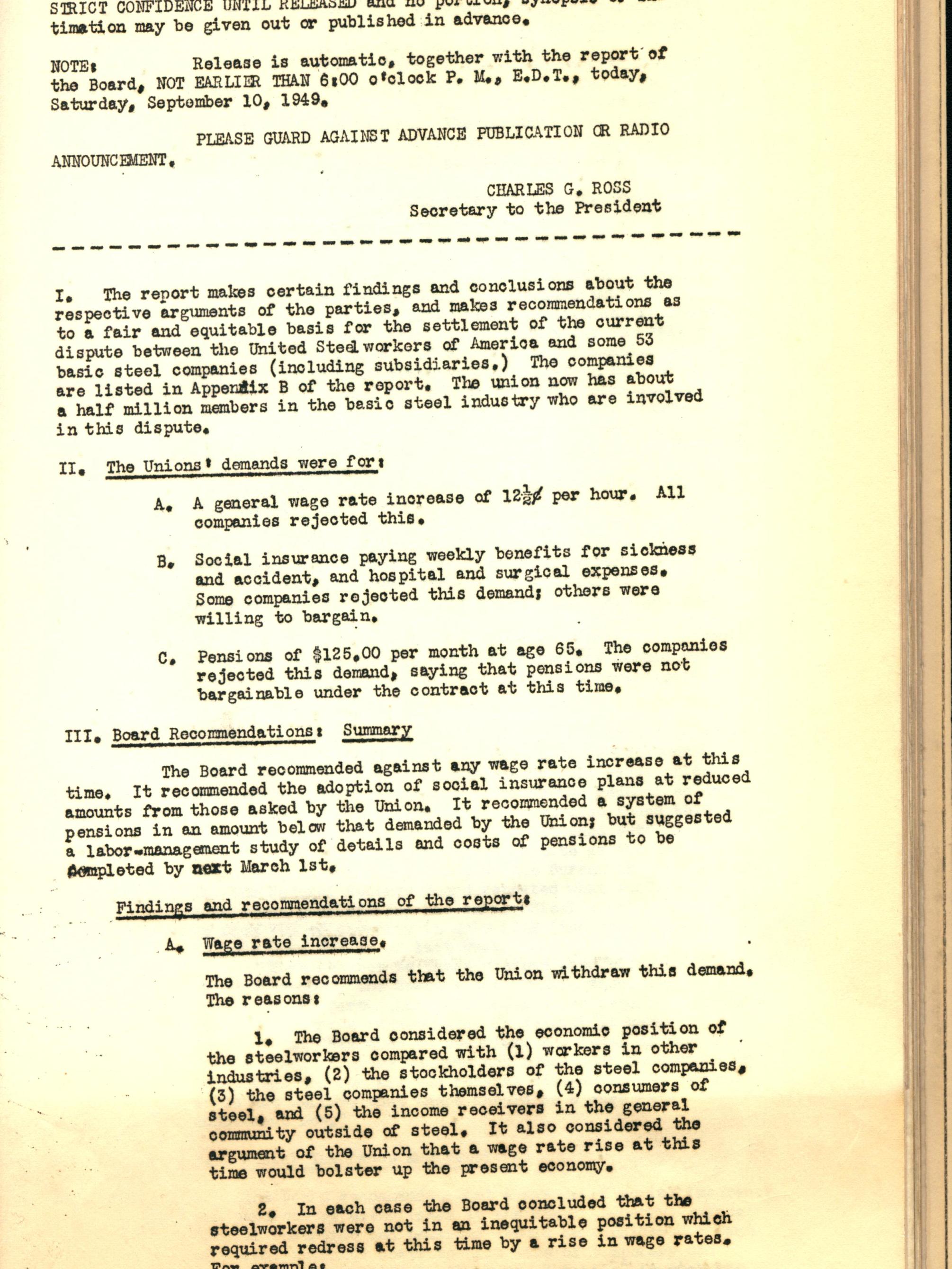 CLIR grant 1949 steel strike press release