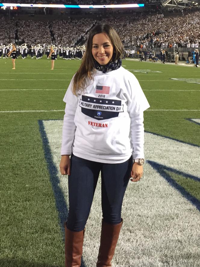Penn State Great Valley student Carolina Aceto pictured on the field at Beaver Stadium