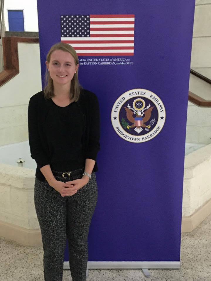 Caroline Briselli at the U.S. Embassy in Barbados