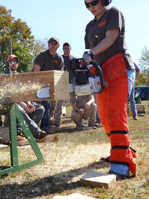 Student competes in Woodsmen event