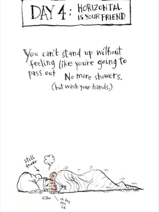 Comic of man feeling very ill