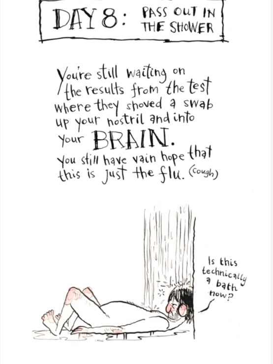 comic of man passed out in shower