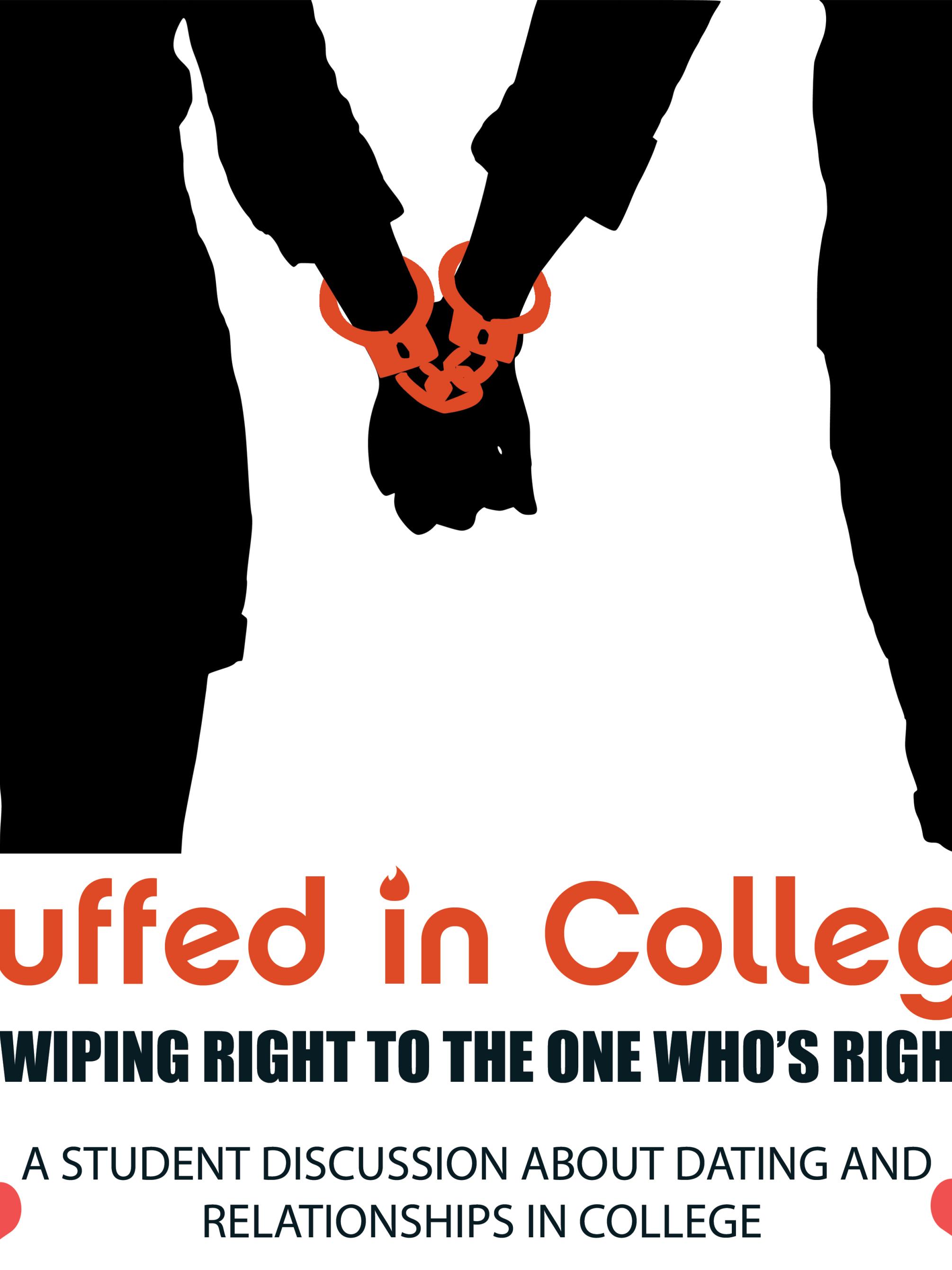 Silhouette of a guy and a girl handcuffed
